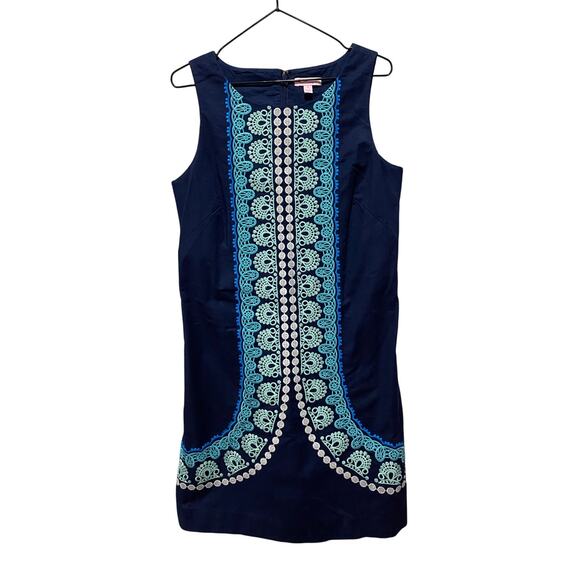 Lilly Pulitzer Dresses & Skirts - Lilly Pulitzer Stephanie Shift Dress Blue Embroidery Preppy Sz 8